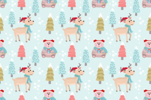 Christmas Bear and Deer Background for Festive Branding