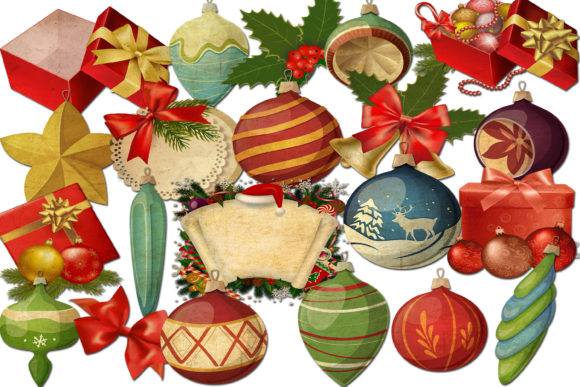 Christmas Ornaments Clip Art for Decorative Elements