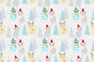 Christmas Pattern with Cute Cat for Web Design