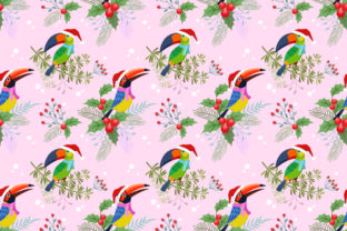 Christmas Pattern with Cute Toucan Bird