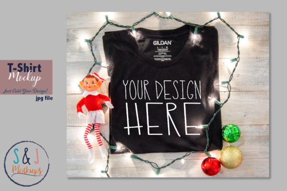 Christmas Shirt Mockup, Black Shirt