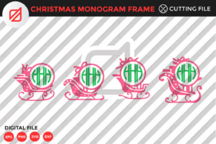 Christmas Sleigh Monogram Frame Cutting File for Crafts