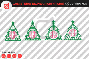 Christmas Tree Monogram Frame Cutting File for Crafts
