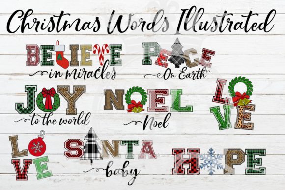 Christmas Words Ilustrated for Crafts