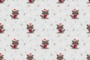 Cute Baby Raccoon in Christmas Season Patterns