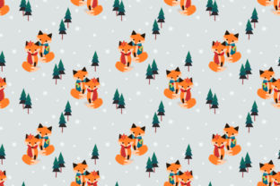 Cute Couple Fox in Christmas Winter Patterns