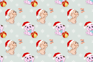 Cute Dog with Christmas Hat Pattern