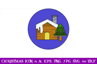 House Outline Christmas Icon in Purple Circle