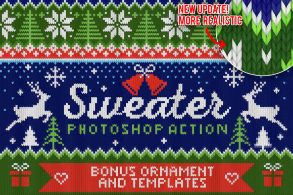 Knitted Effect Ugly Christmas Sweater for Actions Amp