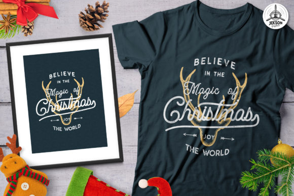 Magic Christmas T-Shirt Retro Design Print Templates