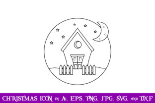 Outline of a House at Night Christmas Icon