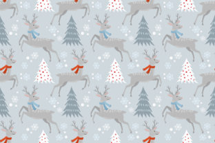 Seamless Pattern Christmas Tree and Deer for Editorial Design