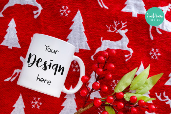 White Coffee Mug Mock-Up Christmas